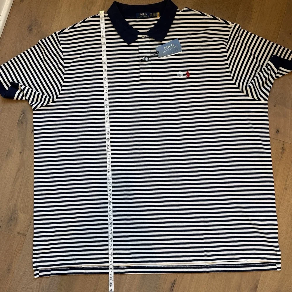 Polo Ralph Lauren Classic Navy & White Stripe Men's S/S Shirt 5XB Big Tall